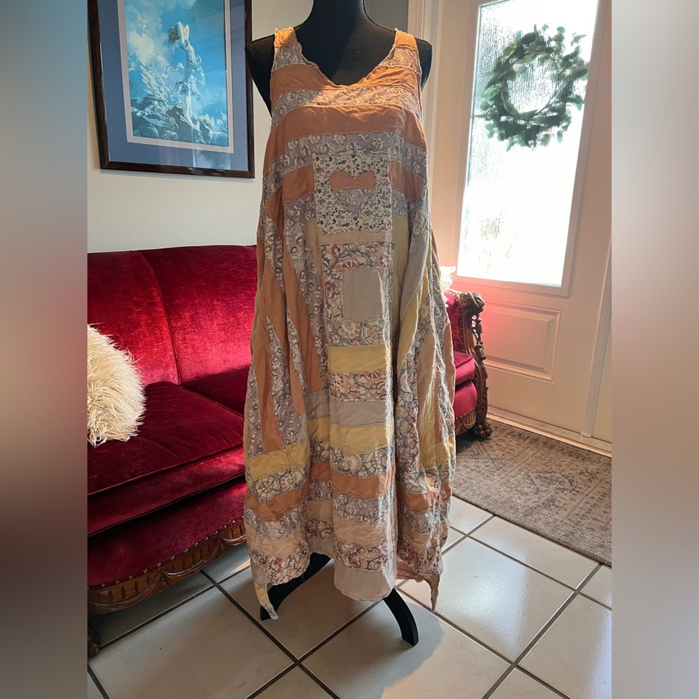 Magnolia Pearl Patchwork Maxi Dress in Peach, Cream, Yellow